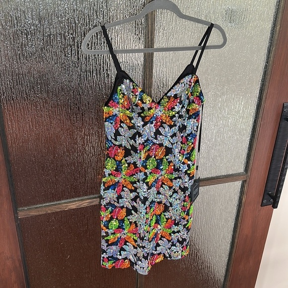 Mac Duggal Embellished Floral Minidress size 4 - Picture 5 of 14